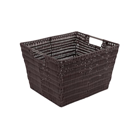 Simplify Large Rattan Storage Tote Basket in Chocolate 25451-CHOCOLATE